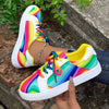 Womens Rainbow Walking Sneakers Casual Sports Tennis Running Shoes Ladies Colorful Canvas Lace Up Comfortable Flat Bottomed Casual Shoes Slip On