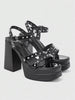 ROMWE Grunge Punk Women's Fashion Sexy High-Heeled Sandals, Punk Style Gothic Street Style With Rivet Inlaid Design Thick Heel, Spring And Summer Nightclub Party Festival Women's Shoes